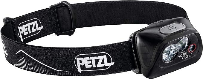 PETZL, ACTIK CORE Headlamp, 450 Lumens, Rechargeable, with CORE Battery, Black