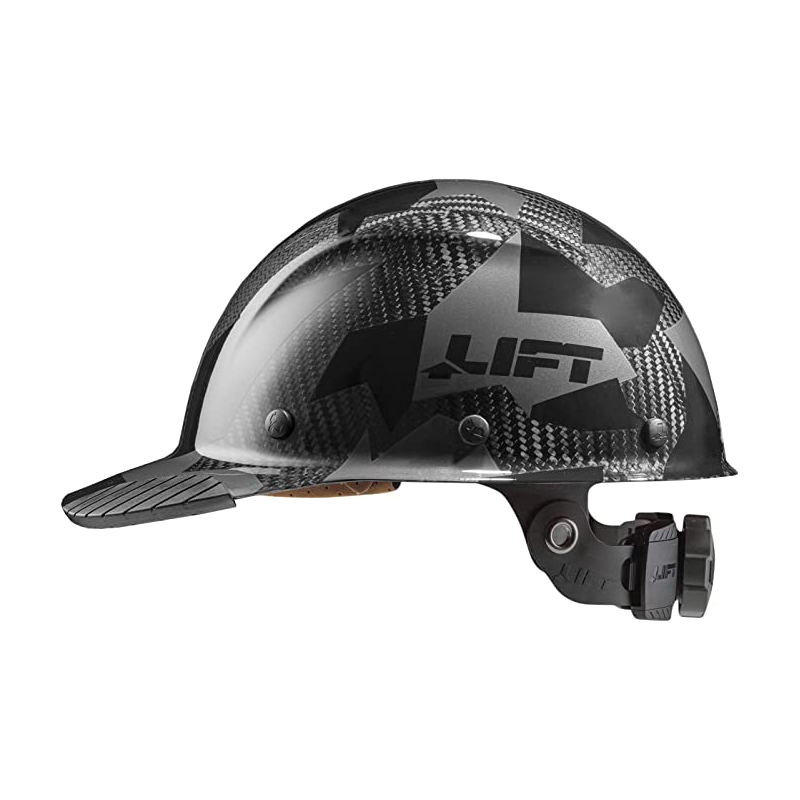 Lift Safety DAX Carbon Fiber Cap Style Hard Hat - Ratchet Suspension - Full Black Camo