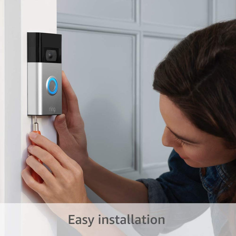 Ring Video Doorbell – 1080p HD video, improved motion detection, easy installation – Satin Nickel (2020 release)