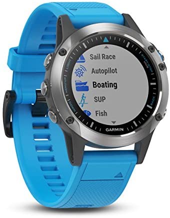 Garmin quatix 5, Multisport Marine Smartwatch, Comprehensive Boat Connectivity, Stainless Steel with Blue Band