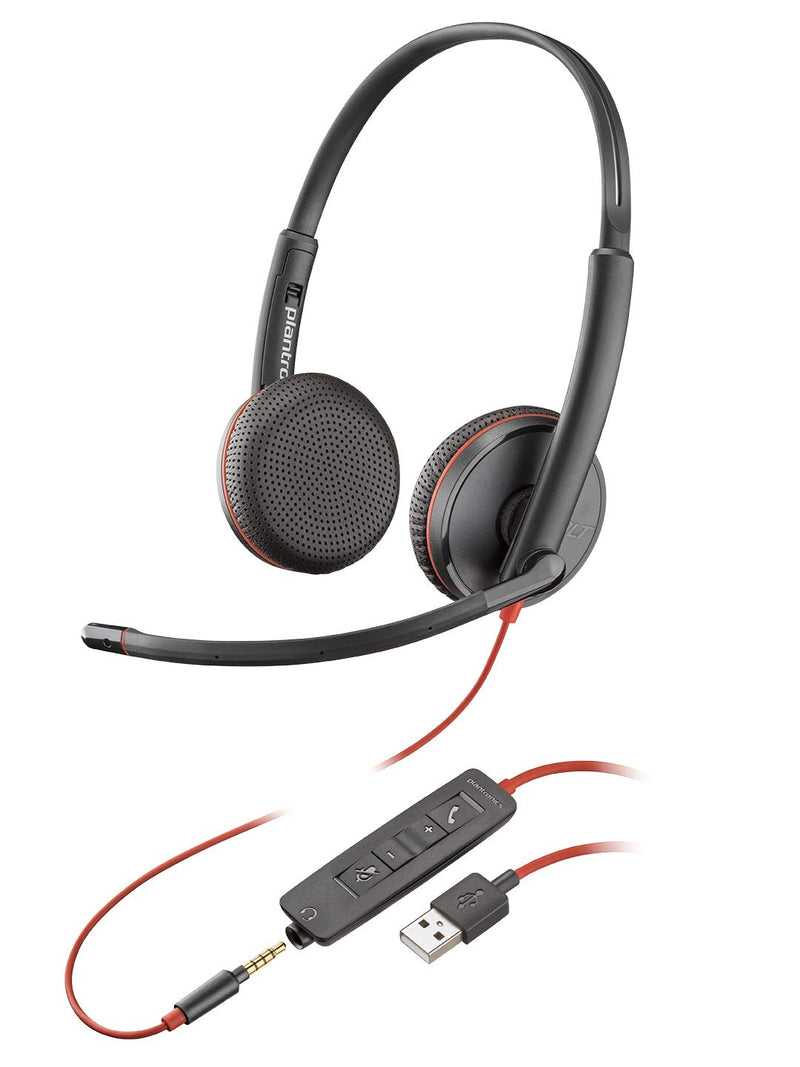 Plantronics Blackwire 3225 USB-A Headset, On-Ear Mono Headset, Wired