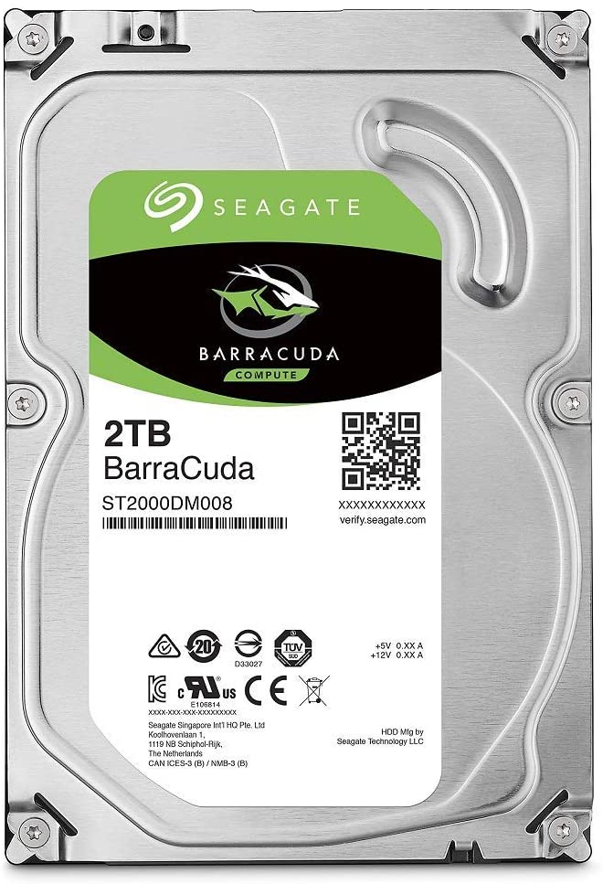 Seagate BarraCuda 2TB Internal Hard Drive HDD – 3.5 Inch SATA 6Gb/s 7200 RPM 256MB Cache 3.5-Inch – Frustration Free Packaging (ST2000DM008)