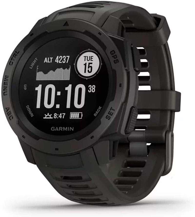 Garmin Instinct, Rugged Outdoor Watch with GPS, Features Glonass and Galileo, Heart Rate Monitoring and 3-Axis Compass, Graphite (010-02064-00)