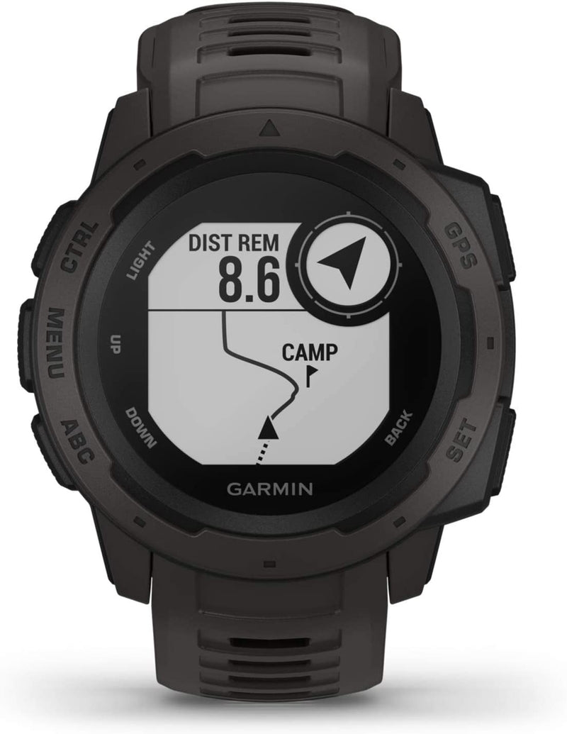 Garmin Instinct, Rugged Outdoor Watch with GPS, Features Glonass and Galileo, Heart Rate Monitoring and 3-Axis Compass, Graphite (010-02064-00)