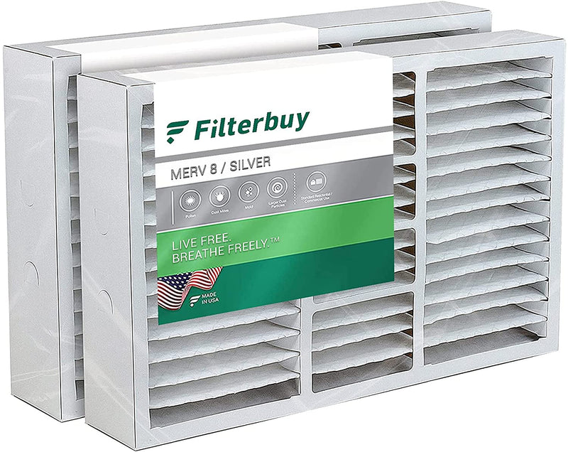 Filterbuy 16x25x5 Air Filter (2-Pack, MERV 8), Pleated Replacement HVAC AC Furnace Filters for Honeywell, Air Kontrol, Bryant, Carrier, Day & Night, Lennox, and Payne (Actual Size: 15.75" x 24.75" x 4.38")