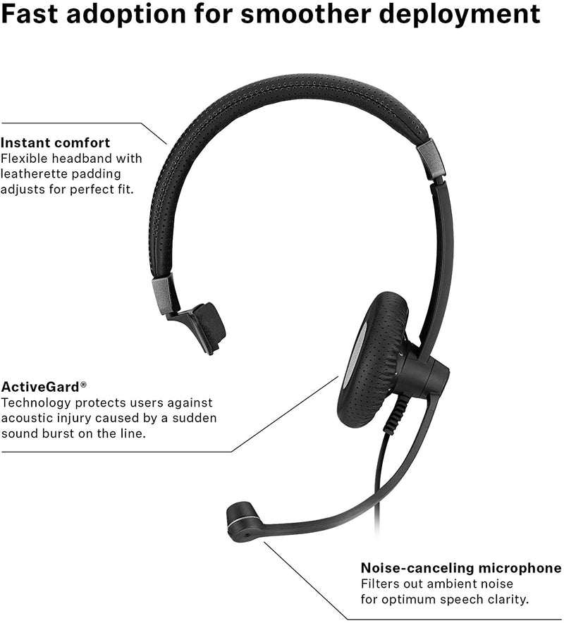 Sennheiser SC 45 USB MS (507083) - Single-Sided Business Headset | For Skype for Business, Mobile Phone, Tablet, Softphone, and PC | HD Sound & Noise-Cancelling Microphone (Black)