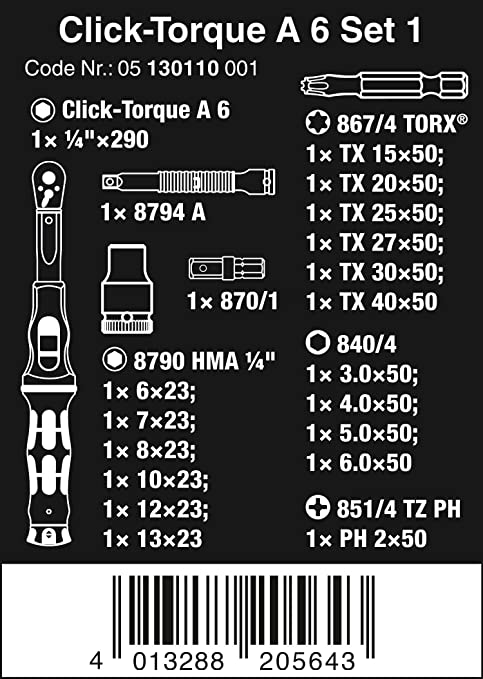 Click-Torque A 6 Set 1, 2.5-25 Nm