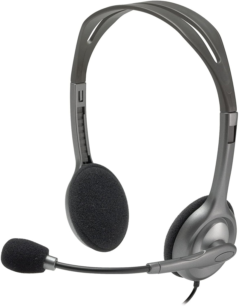 Logitech H111 Binaural Over-The-Head Stereo Headset, Black and Silver (981-000612)