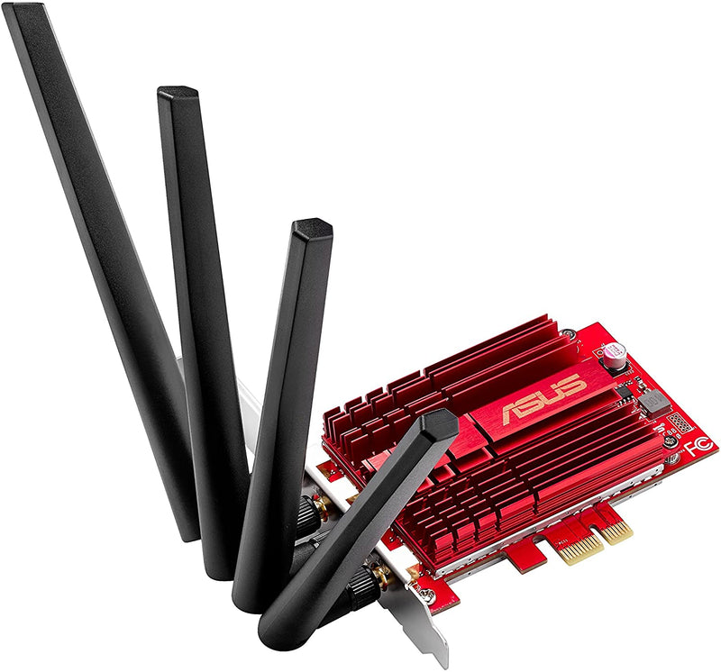 ASUS PCE-AC88 Dual-Band 4x4 AC3100 WiFi PCIe adapter with Heat Sink and External magnetic antenna base allows flexible antenna placement to maximize coverage